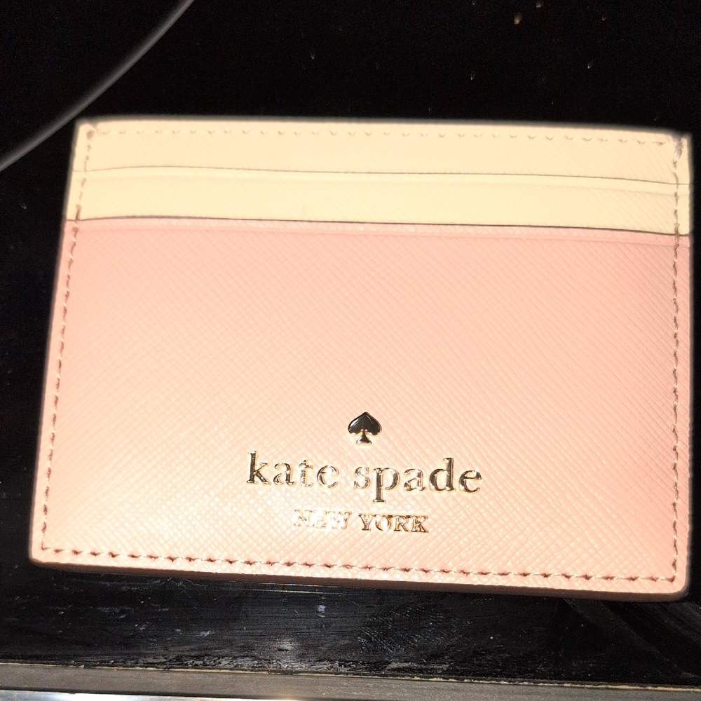 Kate Spade Blush Pink and Cream Card Holder New With Tags